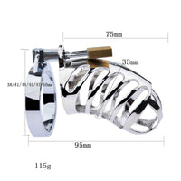 The stainless steel penile cage offers comfort and security with its triple structure, avoiding pinching with a snug fit. An ideal punisher, it stands as the standard for restraint, control, and commitment.