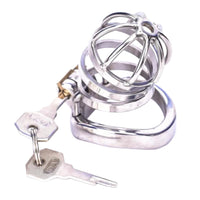This stainless steel chastity cage is perfect for lovers exploring SPH and humiliation. As your Dom watches, the spiral design securely encloses, reminding you of your submission.