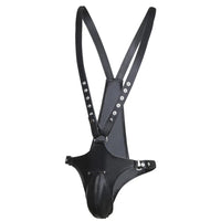 Leather Stud Chastity Underwear with adjustable waistline for a perfect fit.