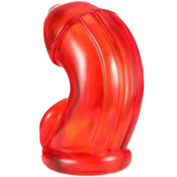Thick, stretchy silicone offers a feminine touch to this cage big enough for comfort. The ergonomic design tucks everything inward, making it discreet, secure, and beginner-friendly.