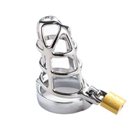 Experience the allure of our stainless steel cock cage, intricately designed like a spider's web. Perfect for lovers seeking to spice up their intimacy, whether shopping for new adventures or teasing your neighbor-cuck.