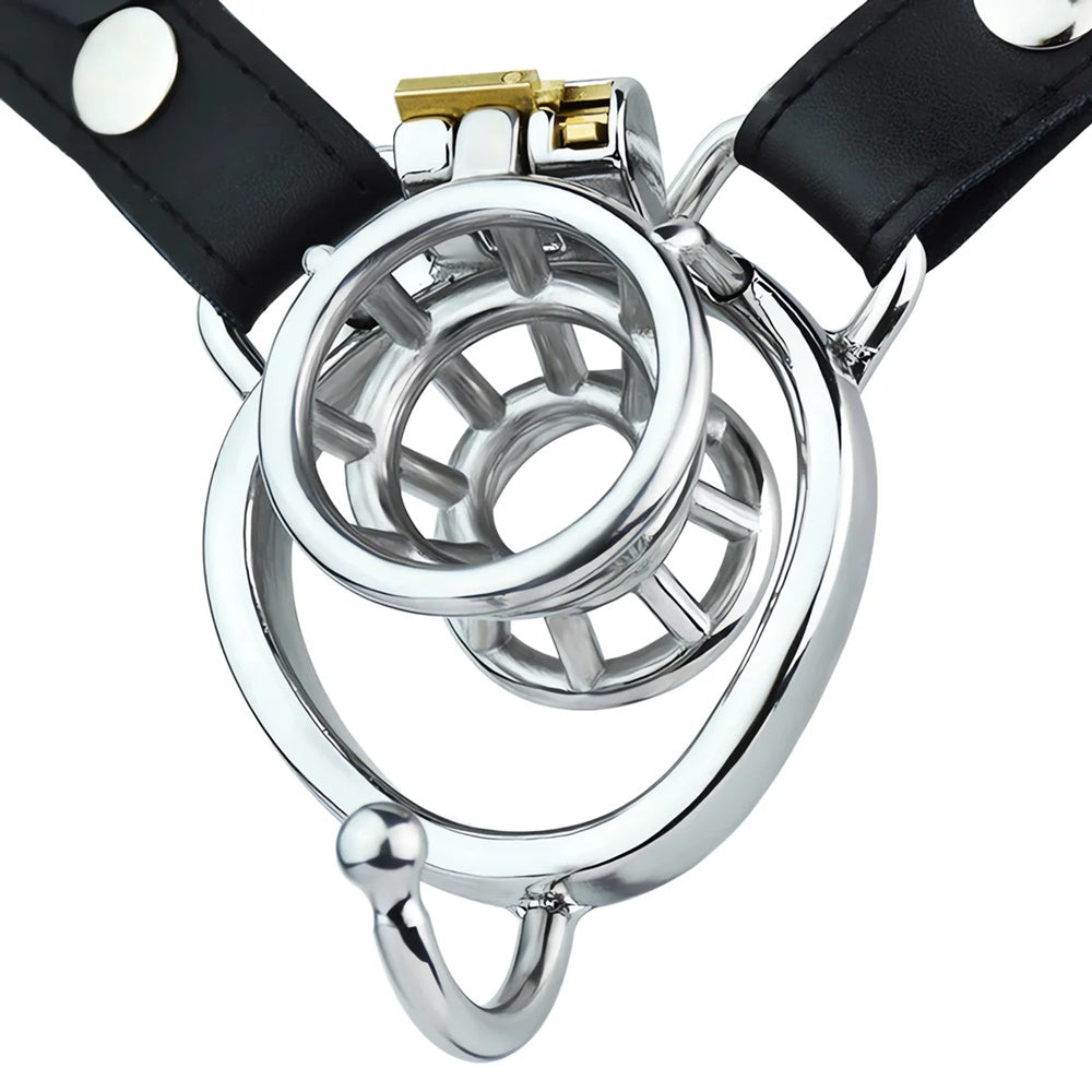 Crafted from sturdy stainless steel, this male boasts a flower-basket design for breathability and practicality. Strapped in for ultimate comfort, enjoy secure restraint while a kiss or bent knees transform power dynamics.