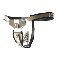 Unleash ultimate submission with this double penetration chastity belt. Crafted from flexible steel wire for comfort, its optional anal and vaginal plugs offer unparalleled sex control. Experience anal restraint, vaginal security, and thwart any penetration with this versatile device, seamlessly integrated into your daily life.