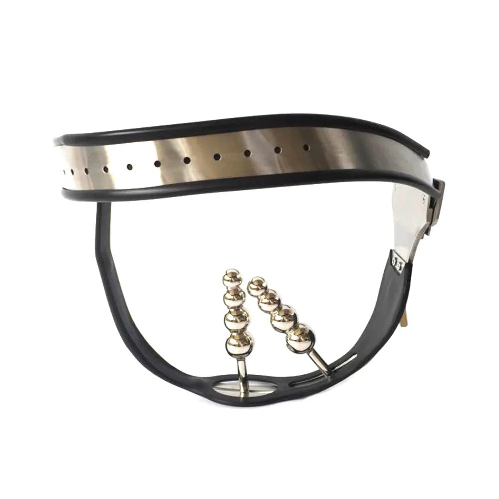 Discover ultimate control with our Delicious Double Penetration Female Chastity Belt. Optional dildo plugs enable pegging and electrosex experiences, enhancing penetration play while restricting handjob access for heightened tease.