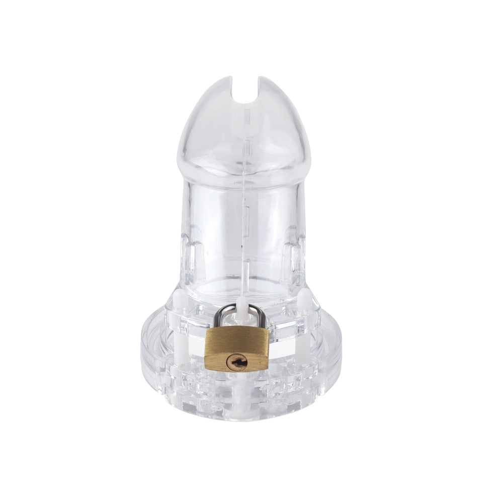 Utilize this big male cage as a tool for control; its cursed, cold plastic confines prevent arousal, offering a half-visible display of dominance. Slaps at temptation, secure chastity.