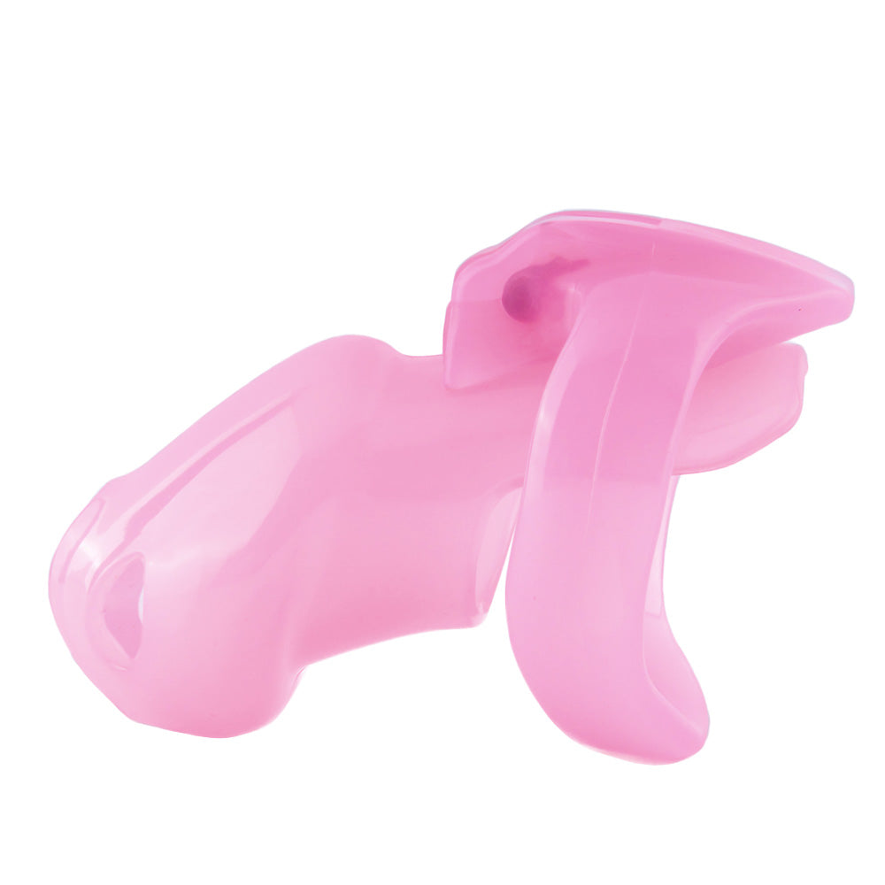 Secure your femininity with this nub-sized cagink that's perfect for sissies. This tight, pink resin trainer is discreet under clothes, ensuring smaller anatomy stays locked and inverted desires unfulfilled.