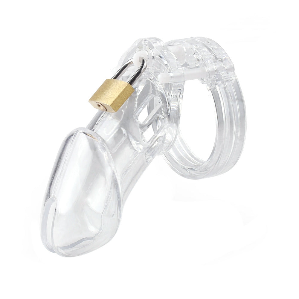 Experience ultimate control with our transparent plastic chastity cage, available in two sizes. Designed for extended wear, it fits comfortably between pleasure and restraint, helping you increase your practice of self-discipline.