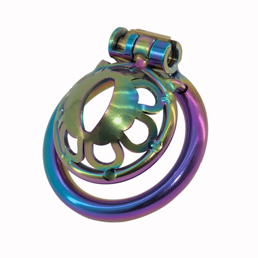 Master your desires with the stainless steel male Pride cage Lock a flat cock cage that empowers you. Hand-crafted with a flower-shaped head, its reversed design puts you in charge. Be the boss of your impulses and take shots at self-control.
