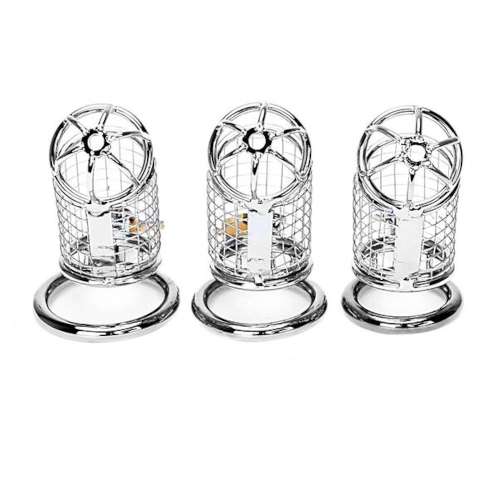 Unlock new dynamics with this innovative stainless steel device. From the beginning, motivation thrives as the keyholder governs caged desires. Three keys ensure trust and security.
