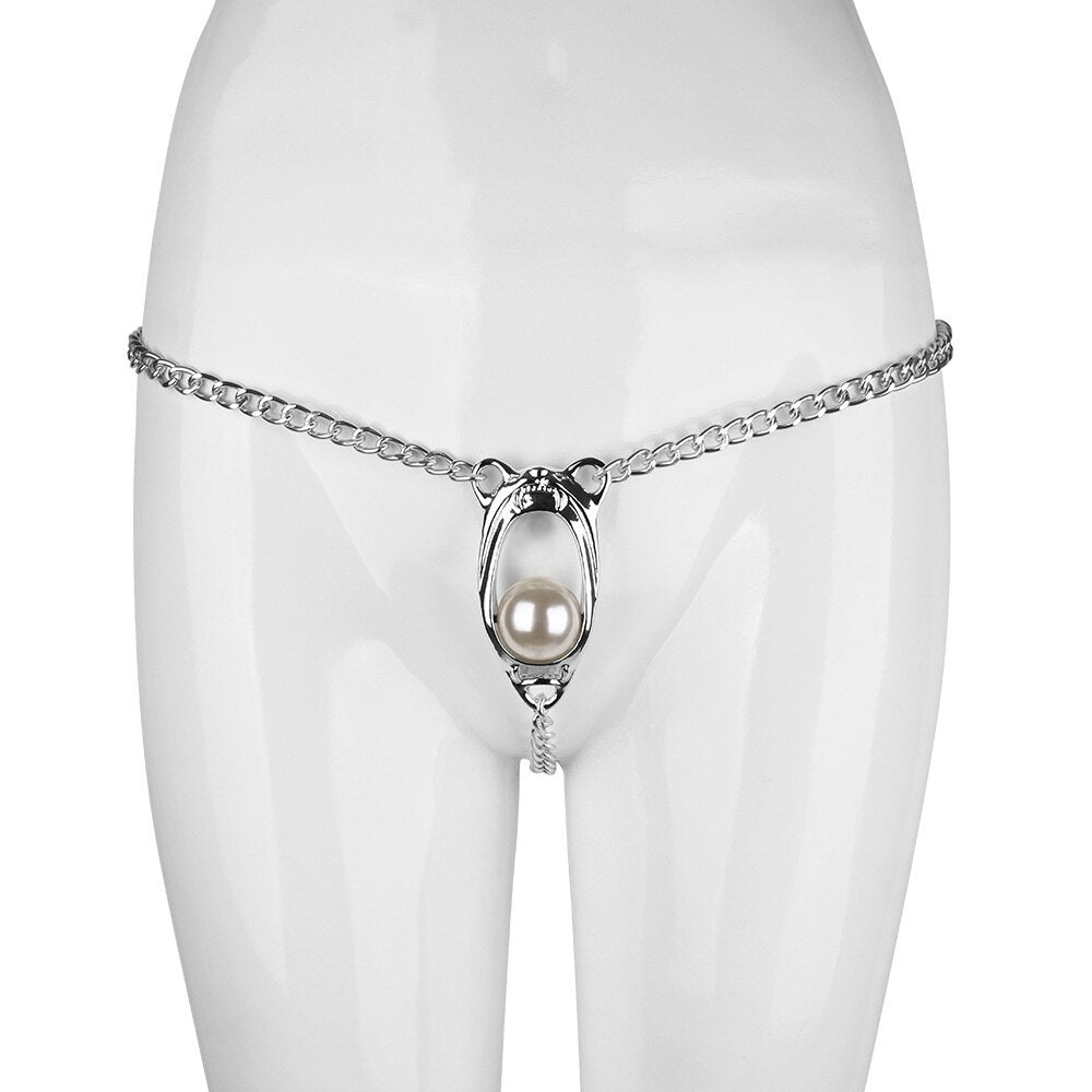 Experience the allure of our Pearled Chain Female Chastity Belt an adjustable belt that fits any size, big or smaller diameters. Crafted to accommodate all, even those with testical considerations, it combines elegance with comfort for ultimate sensual restraint.