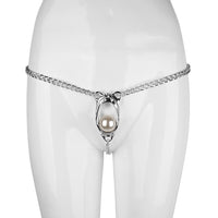 Experience the allure of our Pearled Chain Female Chastity Belt an adjustable belt that fits any size, big or smaller diameters. Crafted to accommodate all, even those with testical considerations, it combines elegance with comfort for ultimate sensual restraint.