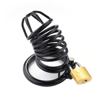 Secure and comfortable chastity device steel, crafted from thick steel. Includes stretchy attachments and three chastity cock rings for a perfect fit. All hardware included, even the locking nut.