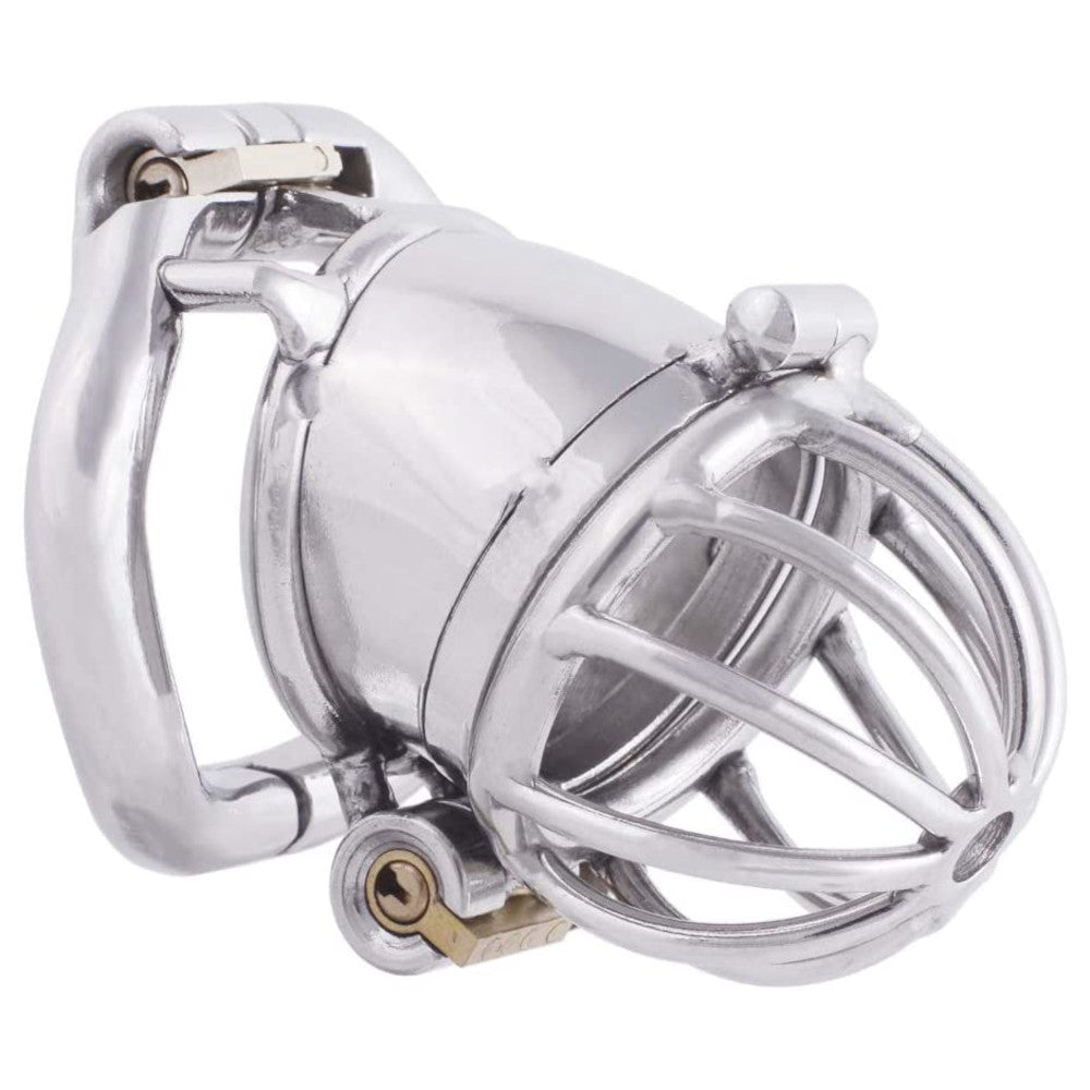 Experience ultimate control and comfort with our stainless chastity flat dick cage. This smaller, spiked device features a sleek strip design with spikes that prevent unwanted arousal, keeping your testicles secure and enhancing your chastity experience.