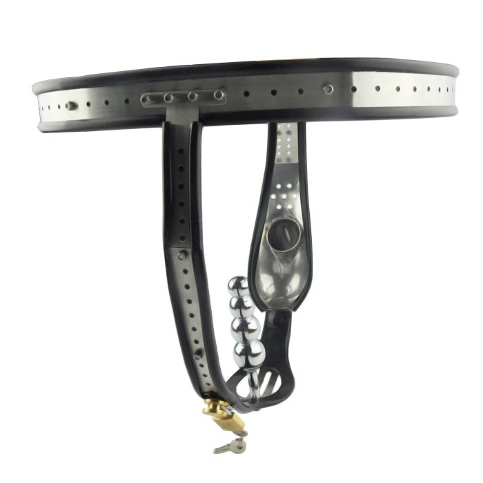 Experience the progression of ultimate control with our Locking Anal Metal Belt. Perfect for the married man who's got the key, this keeps you horny yet obedient. Featuring secure locking and a butt plug, elevate your intimacy to new levels.