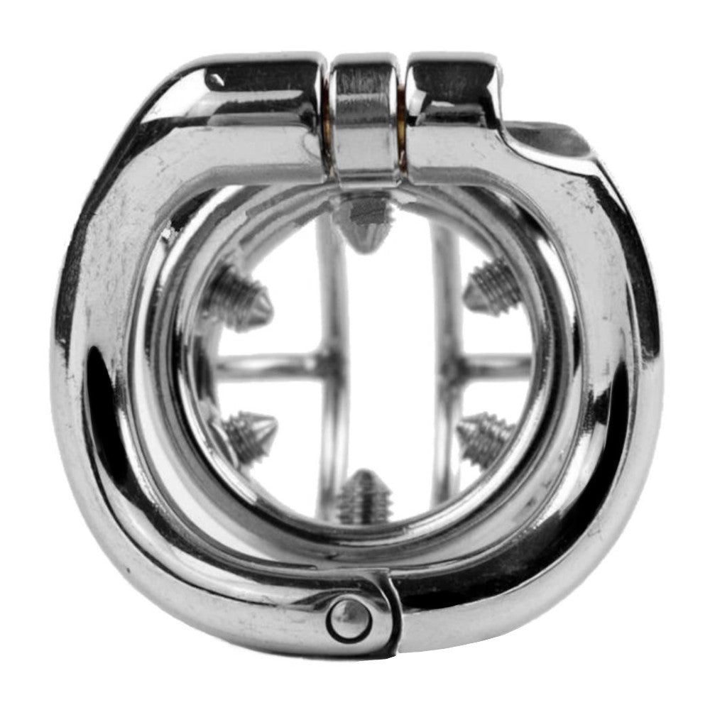 Experience ultimate control with our Spiked Iron Maiden In Distress a stainless steel dick cage featuring a secure screw-lock mechanism. Ideal for flying, TSA-friendly design means no need to remove. With IoT connectivity, embrace submission anywhere.