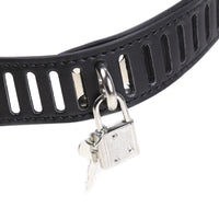 Our Black Hole chastity belt provides ultimate security. Crafted from black leather and secured with screws, it's designed to be detector-friendly so you can pass TSA airport checks discreetly. Perfect for BDSM enthusiasts.