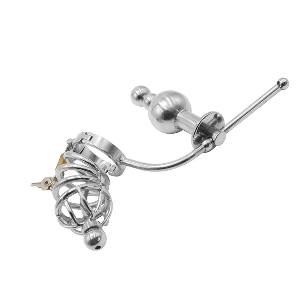 Unlock heightened control and submission with our stainless steel cage, featuring a urethral sound and butt plug. React to every sensation as you experience removal under complete authority. Ideal for exploring BDSM dynamics with safe, hypoallergenic materials that prevent chemical reaction. With frequency and customization, dive into an immersive and secure play.