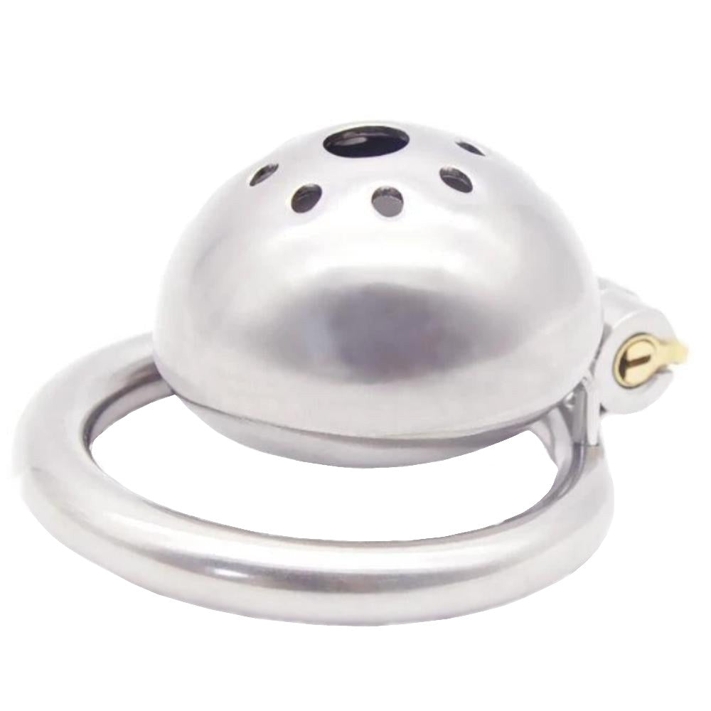 Elevate your BDSM play with the flat dick cage, mini male steel design that allows pegging and ensures no leak. It enhances control and delay, perfect for all scenarios.