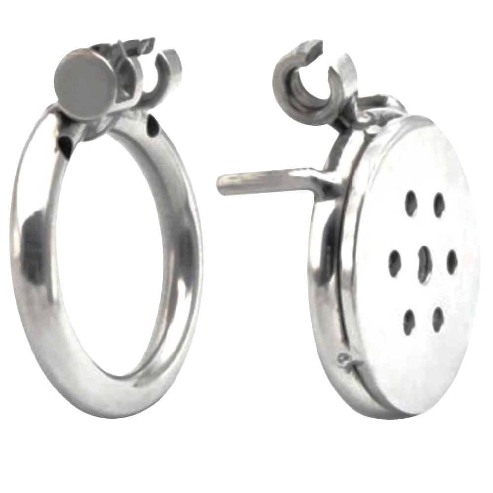 The Flat Gatling, a sleek dick cage metal design, offers discretion under clothes while controlling swollen desires. Pair with pegs or a dildo for versatile BDSM play.