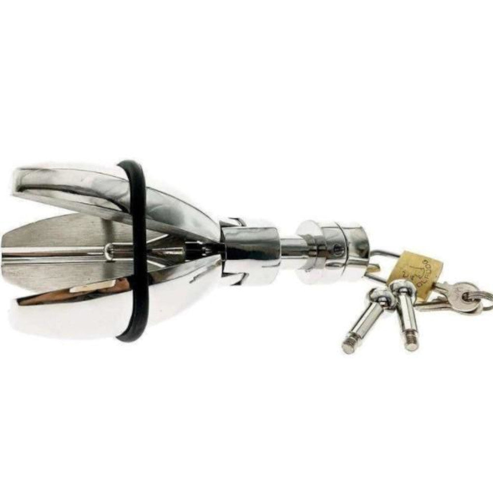 Unlock intense pleasure with our unique, stainless steel penis plug dick cage. Gift your partner three keys to forever cherish, transforming any party into a thrilling celebration.