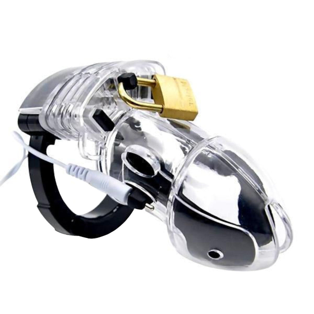 Dive into BDSM with this electric cock cage perfect for boyfriend adventures. Experience electrosex scenarios from books, as this cage illustrates control and power dynamics.