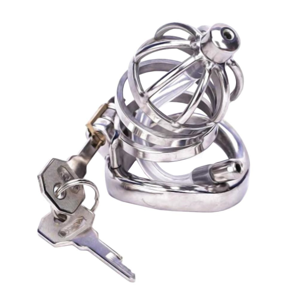 Dive into chastity play with our stainless steel cage, perfect for swimming with no removal hassle. Rest easy with no itching, complete inspection, and feeling securely detained.