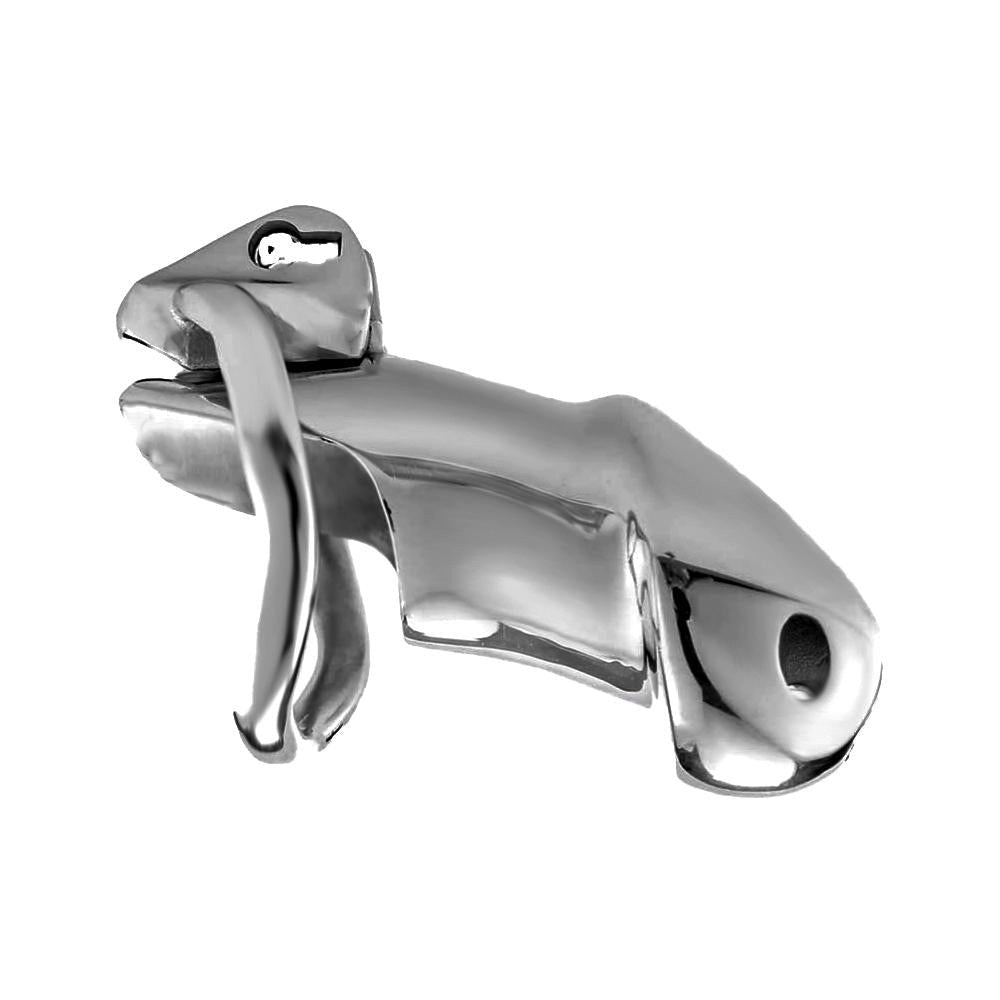 Elevate your fantasy with the Knight In Shining Armour V3 steel cage. This trainer cock device lets your dominant keyholder enforce strict control, sealing your contract of submission.