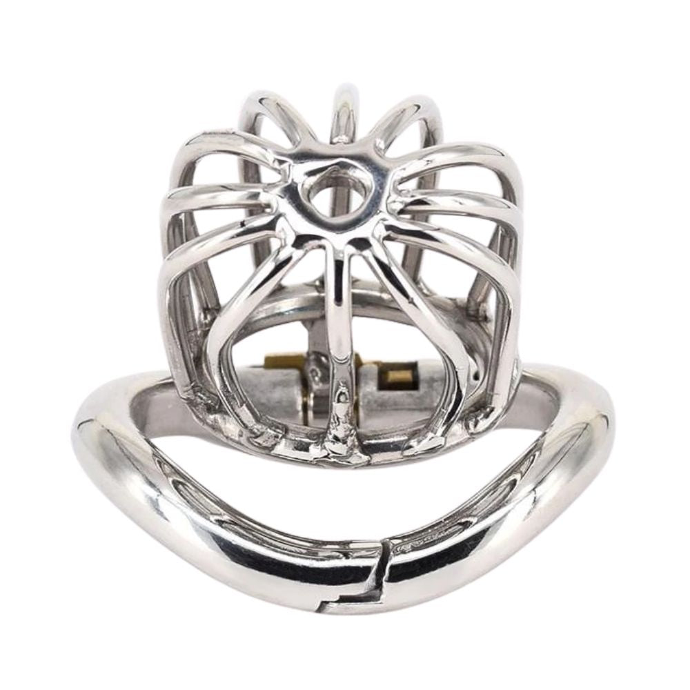 Unlock the ultimate in keyholding control with The Helpless Captive Cock cage. Its rigid metal design holds each plug and sound in place, timed for your keyholder's command.
