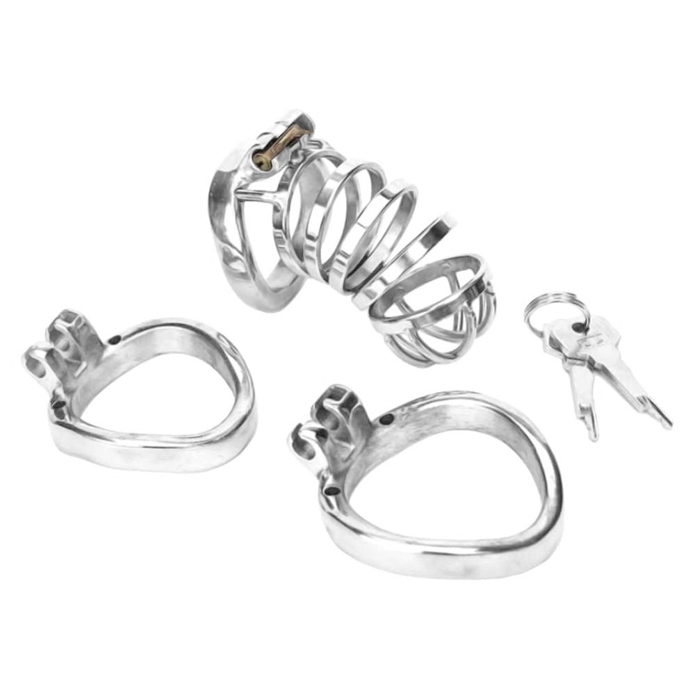 Wake up on Friday mornings without the discomfort of unwanted erections. The Rings of Abstinence steel penis cage offers stainless chastity that gently curbs morning wood, ensuring you start your day in comfort and control.