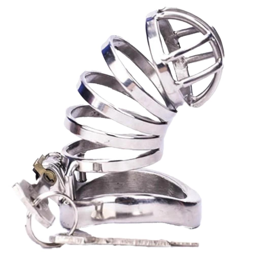 Discover control and comfort with our curved chastity cage short. Sized to prevent slips common with bigger cages, it includes three base rings for a snug fit. The sound male chastity design intensifies sensations, keeping you comfortably flaccid.