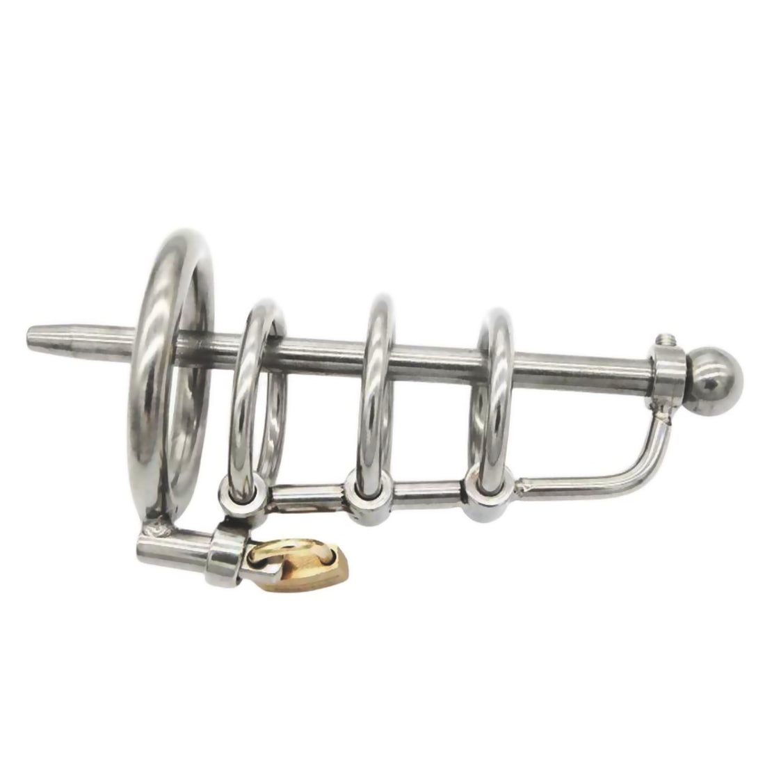 Experience ultimate control and discipline with our Extreme Urethral device. Crafted from sleek stainless steel, this cage features a secure pouch and urethral sound for unparalleled restraint. Discreetly wearable under your everyday attire whether it's shorts, a shirt, tights, or even a thong it transforms your journey into one of profound submission and personal exploration.