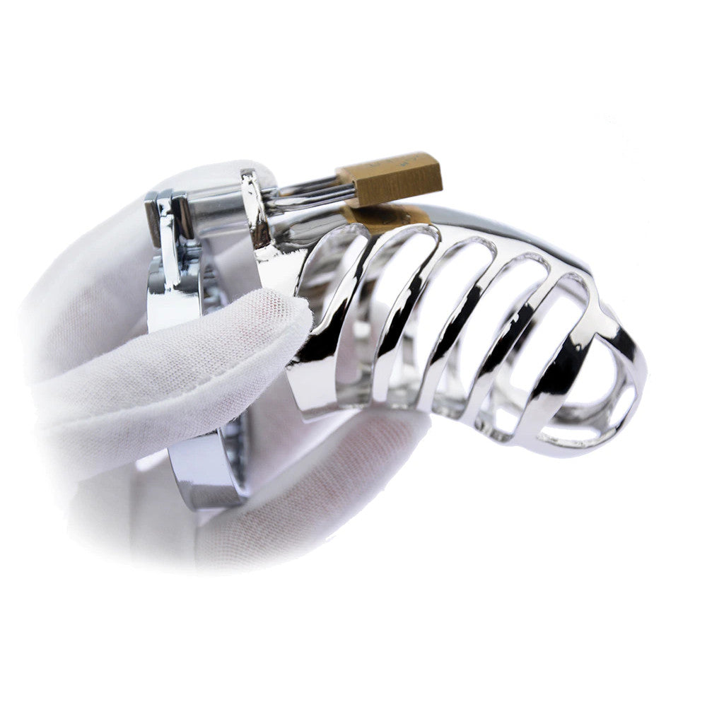 This silver, metal, perfect for large male, marries functionality with allure. Discreetly worn, it transforms your submission into a private Alcatraz, even with a curious neighbor nearby.
