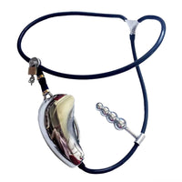 Indulge in complete control with this metal cage a chastity belt male featuring a movable beaded anal plug. Secure it with the key, set limits using the timer, and keep a spare key on the included necklace. Store everything discreetly in the provided pod.