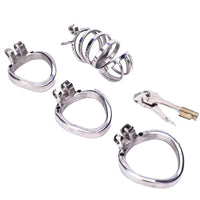 Unlock control with our stainless steel dick cage sound. The thin, curved sheath keeps you flaccid, while the optional catheter intensifies the male experience. Three thick, stretchy rings ensure a snug fit whether you're wide or narrow.