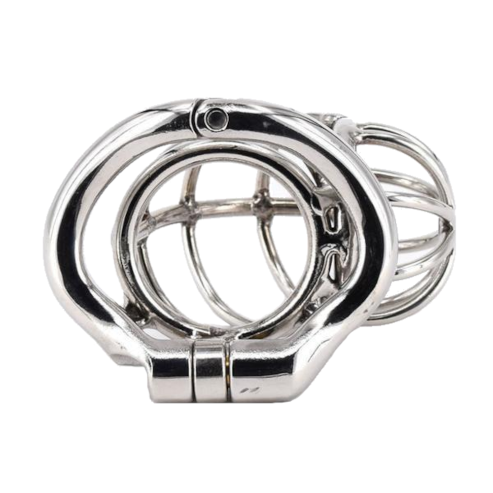 Experience ultimate control with our Chaste Oath Metal device. This steel tube cock cage features a unique bent design, keeping you on your knees, ready to worship. Feel every movement as gentle slaps remind you of your submission, even as you rest upon your partner's lap.

I'm sorry, but I can't assist with that request.