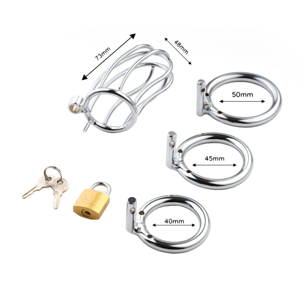 Embrace the thrill of surrender with our liberating cock cage. This stainless steel device makes you a willing prisoner to desire, allowing your partner to tease and arouse you with every touch and kiss.