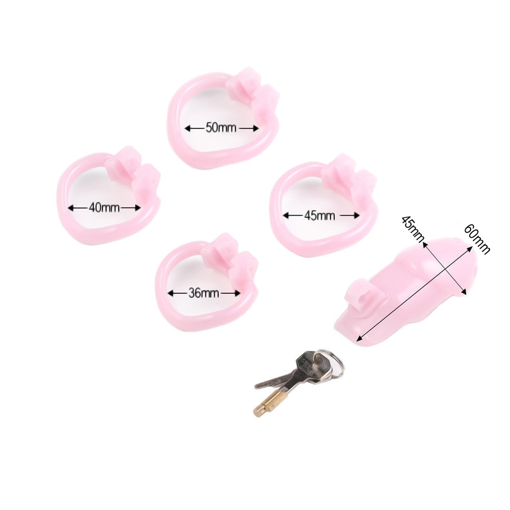 Unlock new frontiers in sissy play with this sissygasm cock cage. Perfect for short male anatomy, it offers cock rings sized up to XXL for a larger, custom fit, ensuring security and heightened pleasure.