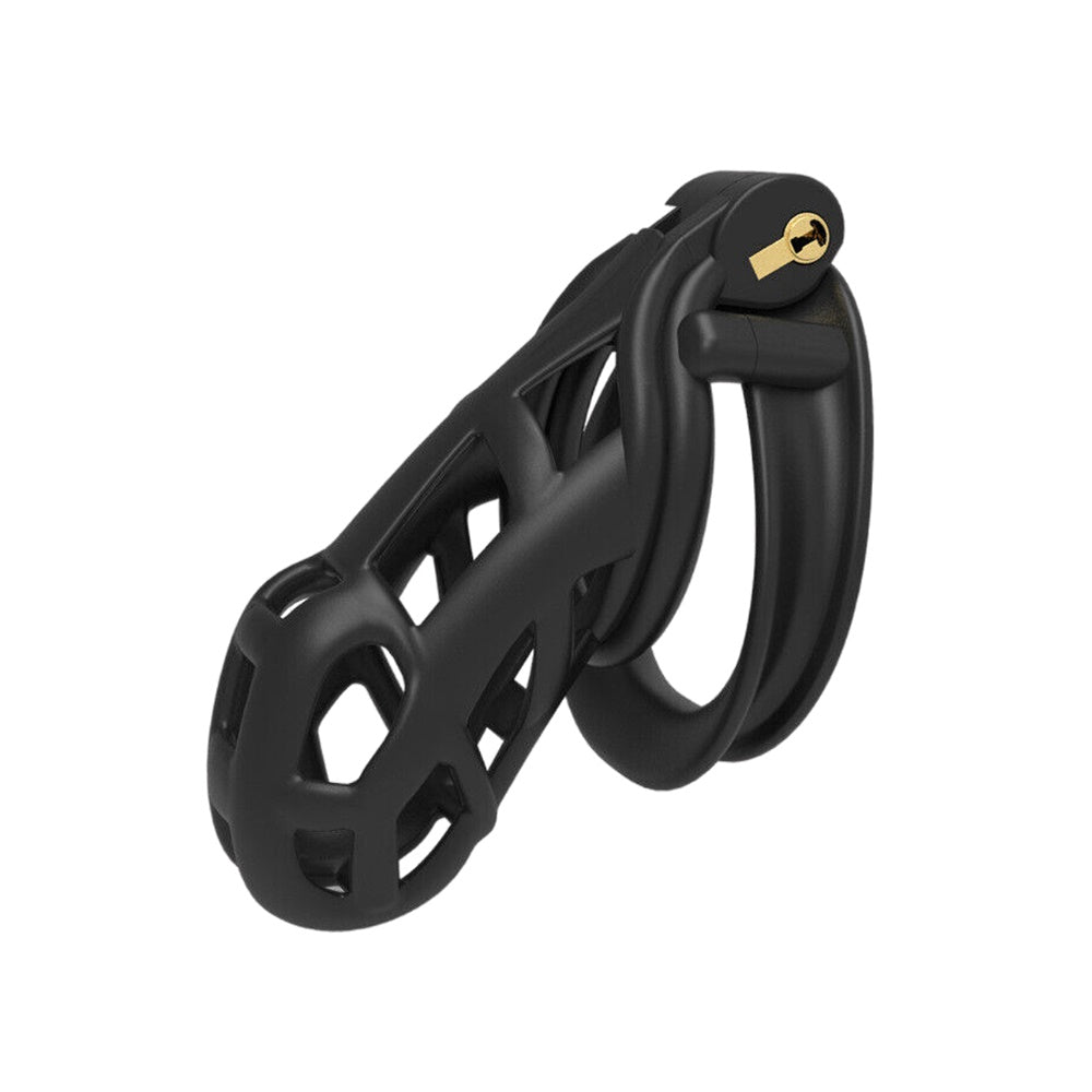 Unlock new levels of hurt chastity with the Dark Cobra Male cage. Rated for electrosex pleasures, this kit keeps your boyfriend in check. See pics and illustrations for this ultimate control experience.