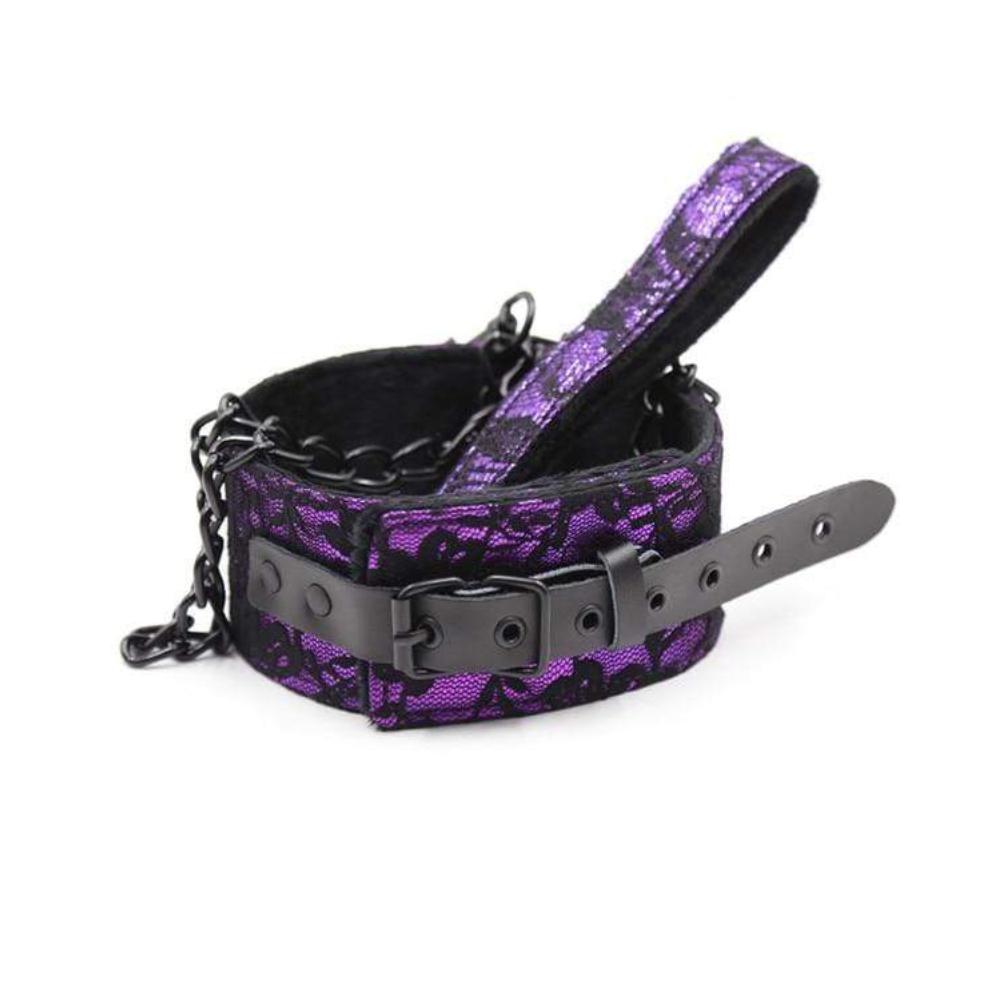 Elevate your dominant side with the Mistress Chastity Purple Collar With Leash. Crafted from high-grade synthetic leather, it's perfect for both alpha and sub roles, enhancing submission and transforming your intimate moments.