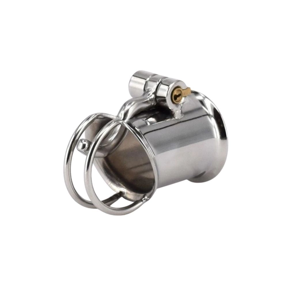 Embrace the truth of submission with our steel male dick locker flat device. Experience the empowering effects from a sub's perspective, where power dynamics are redefined, amplifying pleasure and control.