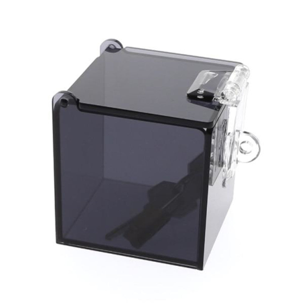 Keep your keys secure in style with this See-Through Black Chastity Key Safe Box. Crafted from smooth acrylic materials, its sleek design complements various styles. The nub closure ensures safekeeping, while accommodating timer-locks or tubes for added excitement.